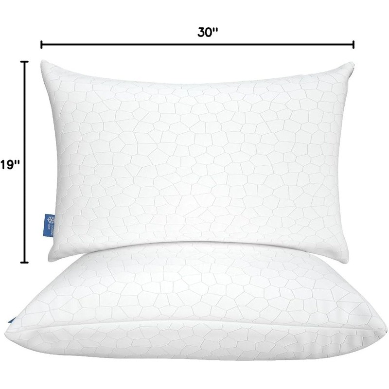 Cooling Pillow Set 2 Pack Gel Memory Foam Adjustable Soft Support Sleepers New