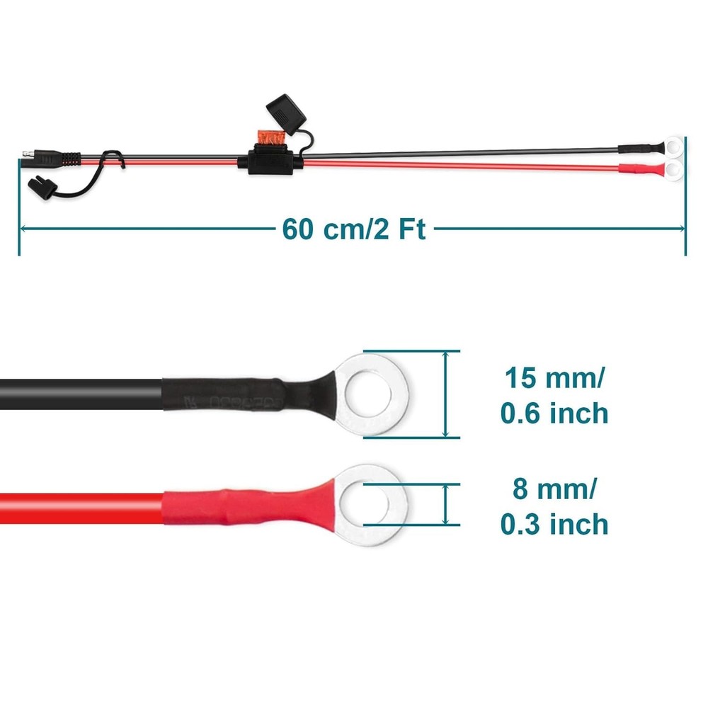 SAE Extension Cable 2FT - 16AWG with Easy Installation for Various Devices
