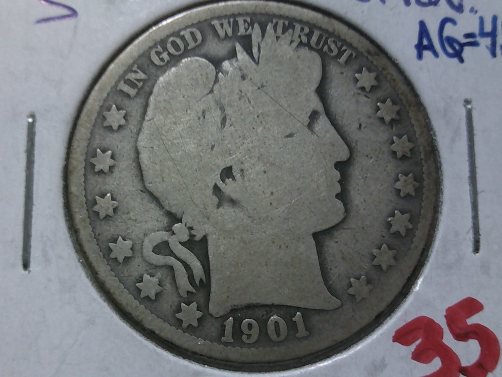 1901-S Barber HAlf Dollar D9/Ds
