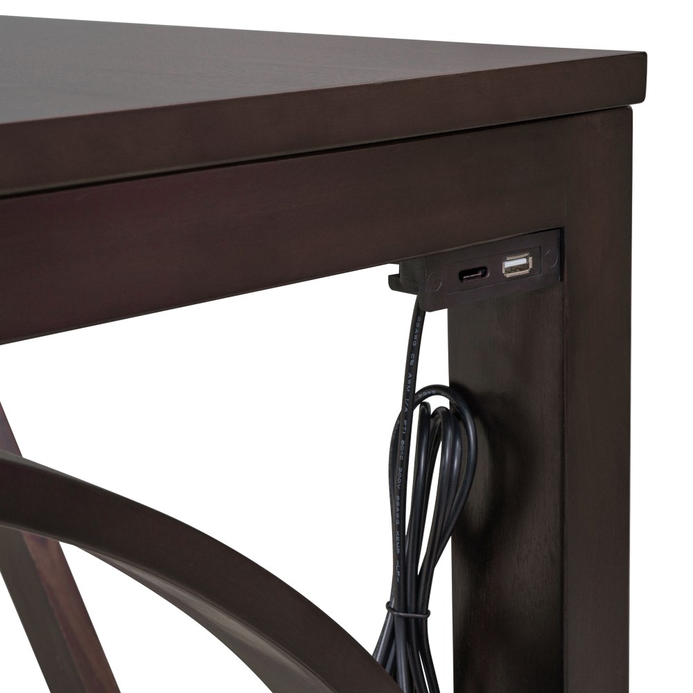 Dining Table with USB Ports and Padded Stool, Open Design