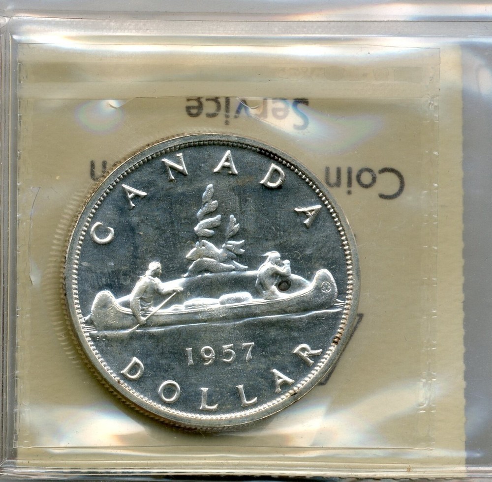 1957 Canada Silver Dollar - ICCS PL 66