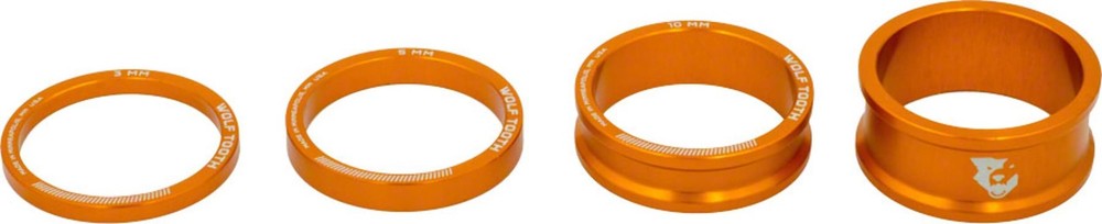Precision Anodized Headset Spacers (Orange, 3, 5, 10, & 15mm)