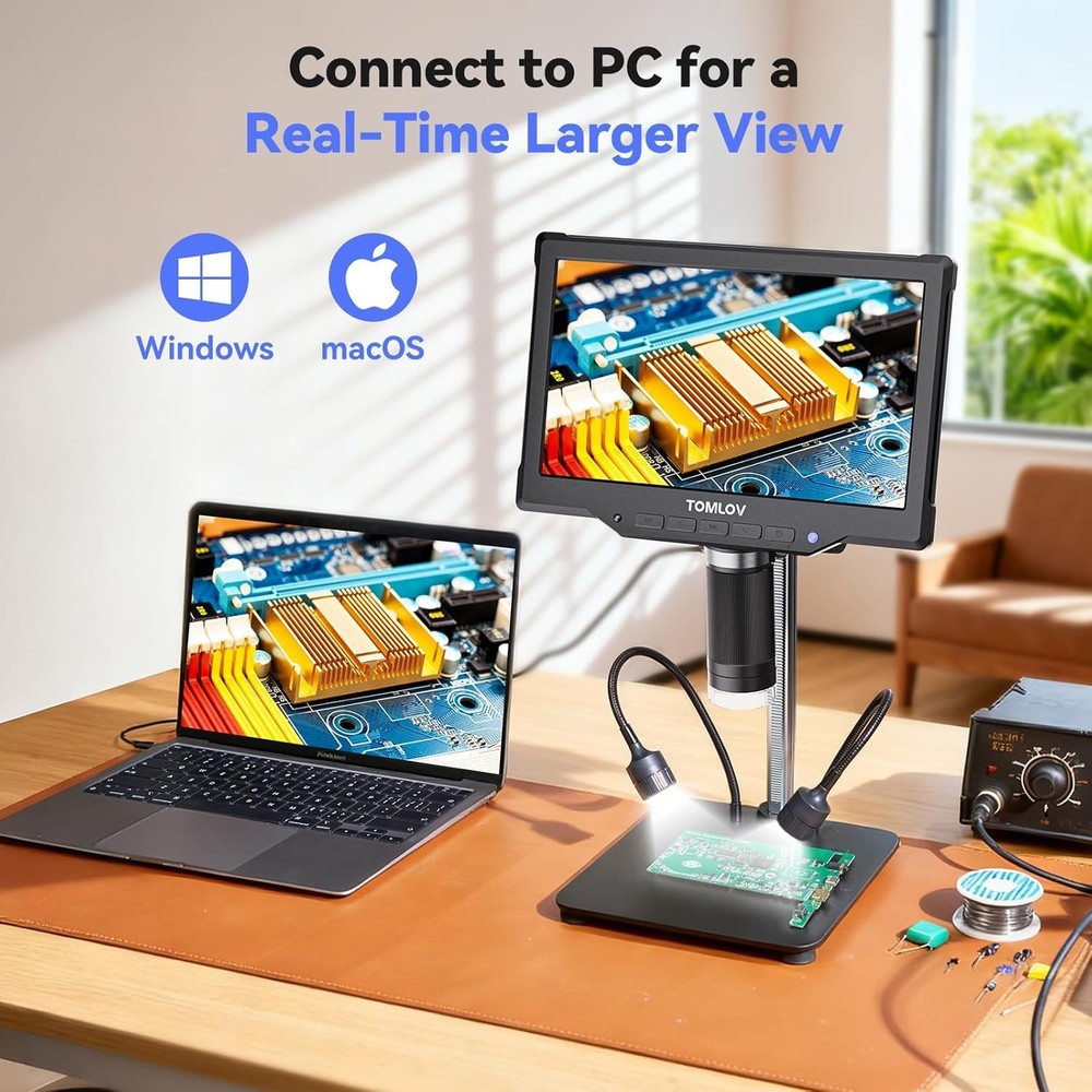 Digital Microscope 10" LCD Coin Microscope Camera 1080P 1200X Solder Microscope