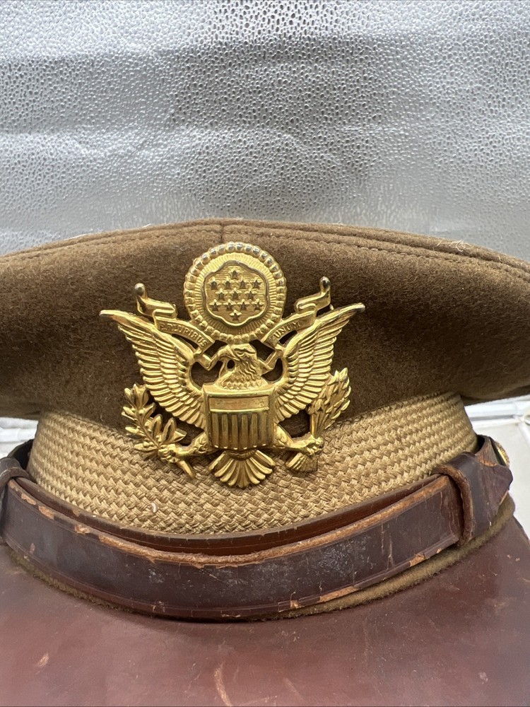 WW2 US Army Officer Visor Hat OD Size 7 (RF