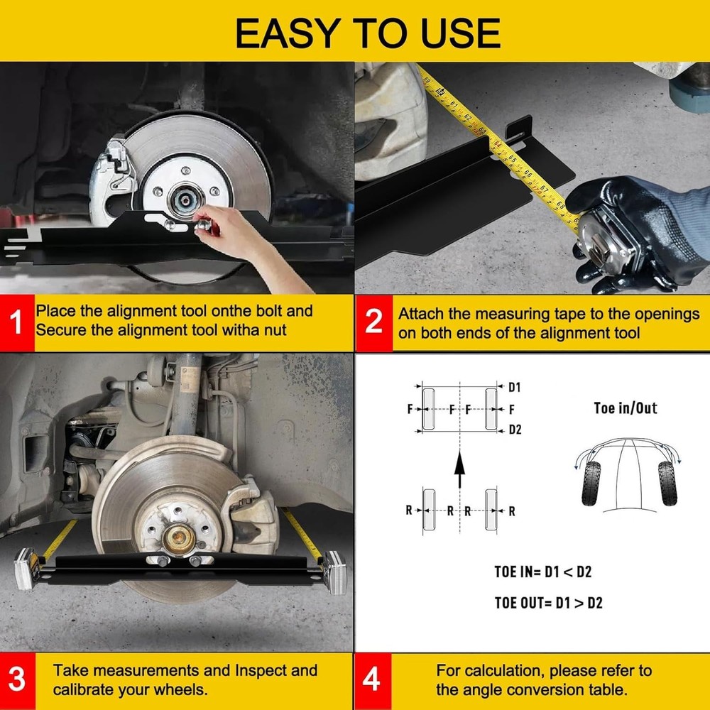 2pcs Heavy Duty Toe Alignment Tool Plates, Wheel Alignment Tool Plate with Ha...