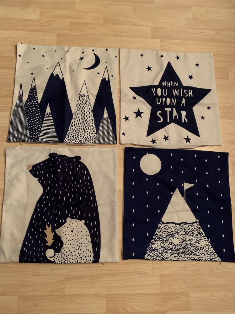 Set four square canvas pillow covers Bear Mountain Wish Upon a Star throw
