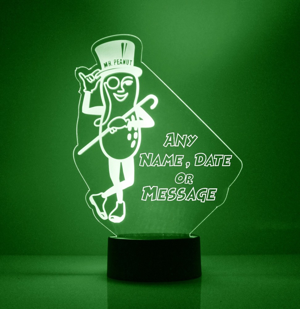 Mr. Peanut Logo LED Night Light, with Remote Control, Engraved Light Up