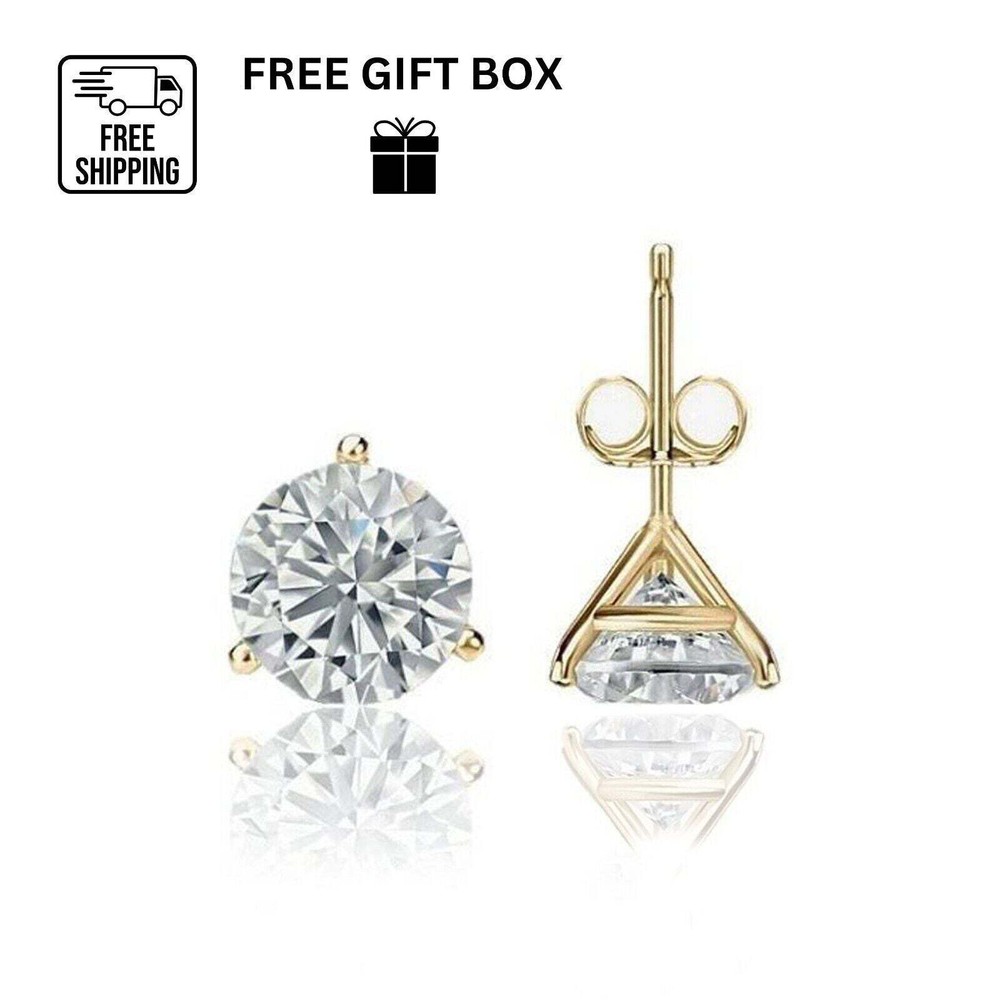 14k Yellow Gold Round AAA Quality CZ Martini Stud Earrings y