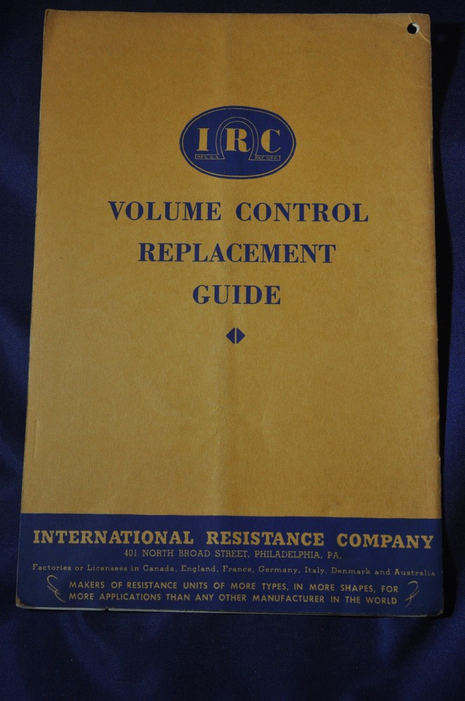 1936 Volume Control Replacement Guide, International Resistance Company
