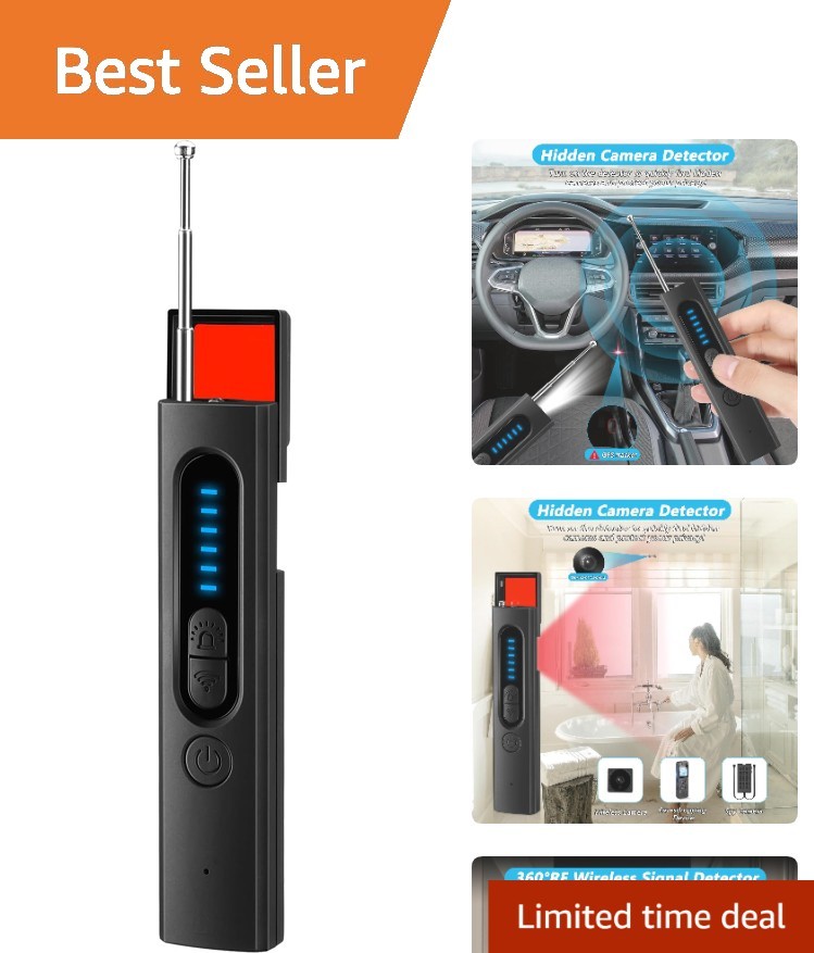 Compact Multi-Purpose Bug Detector & GPS Tracker Finder - Wireless Security