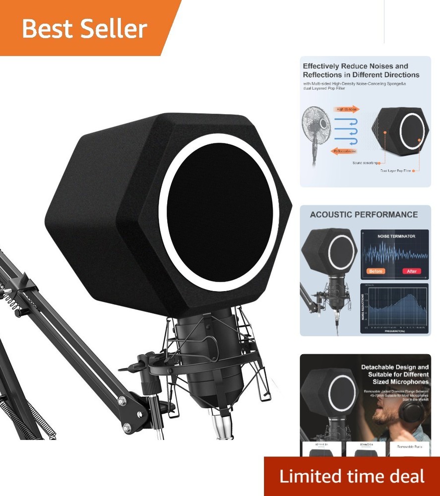Professional Microphone Isolation Shield with Pop Filter & Stand for Studios
