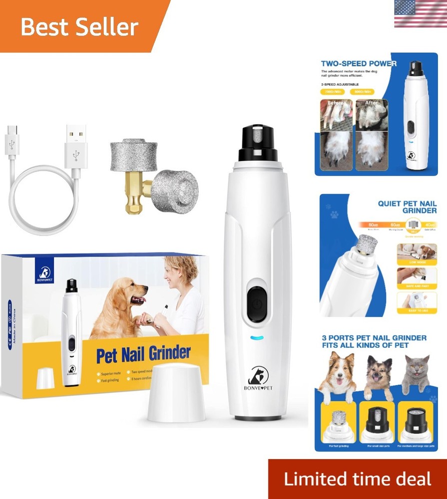Professional Electric Pet Nail Grinder - Super Quiet, USB Rechargeable, Easy Use