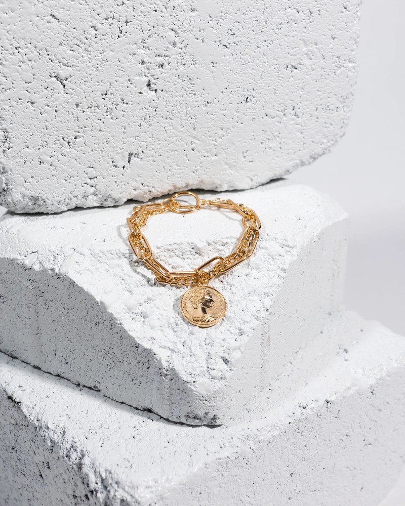 Goldtone Bracelet With Round Charm