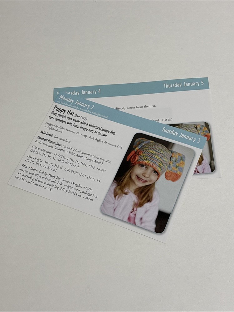 Puppy Hat Child Size Crochet Pattern Cards Pages