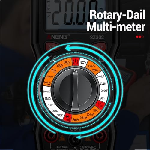 Multimeter with Backlit LCD,Ohm Volt Amp Meter,Non Contact Voltage Black