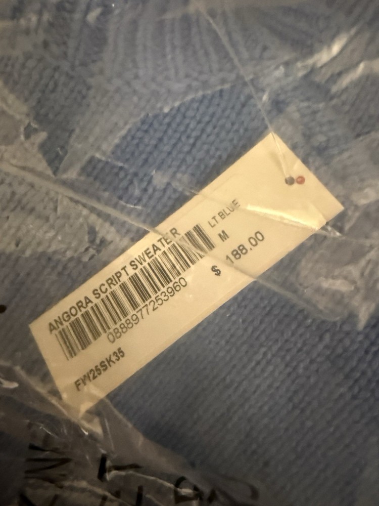 Supreme Angora Script Sweater Light Blue FW25 Size Medium Brand New