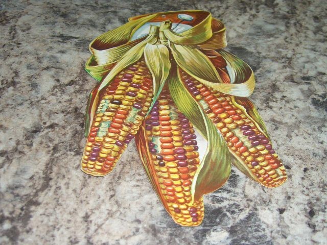 Vintage Indian Corn Single Sided Die Cut Thanksgiving decoration NICE