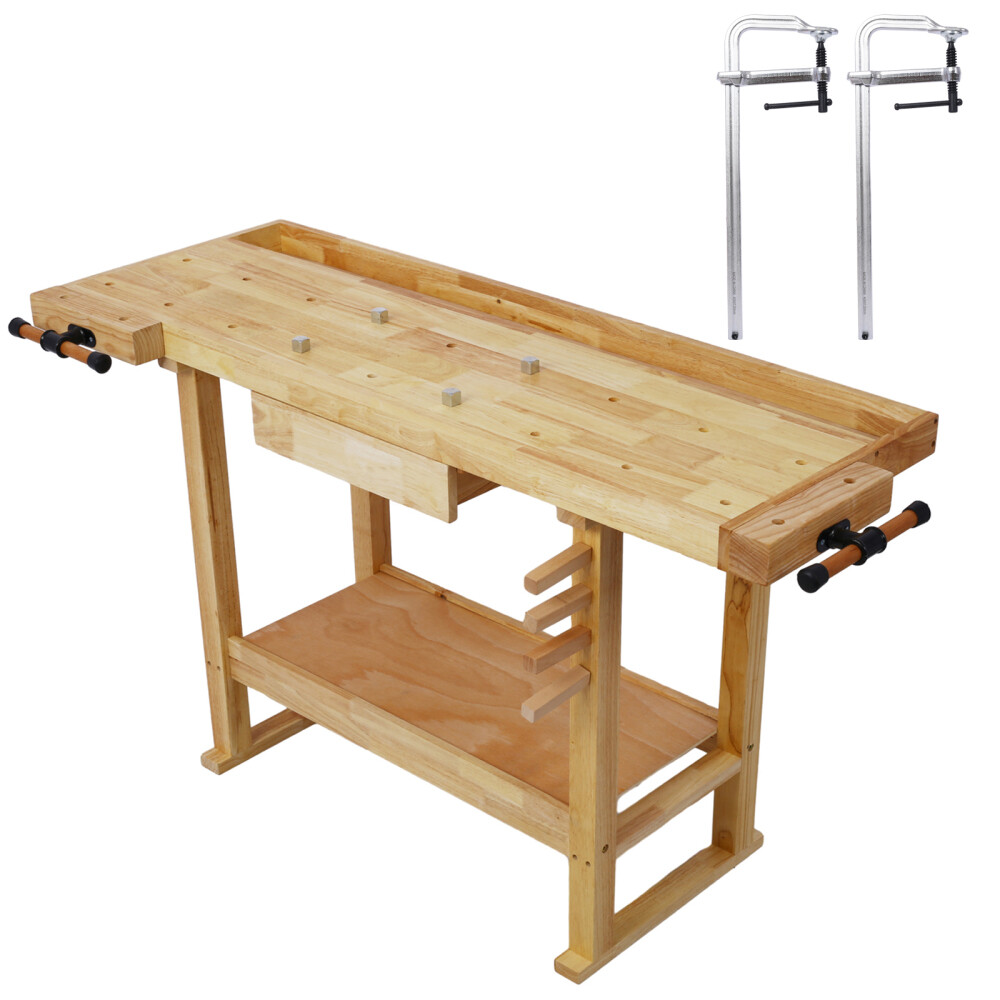 55-Inch - Wooden Workbench for Garage Workshop and Home
