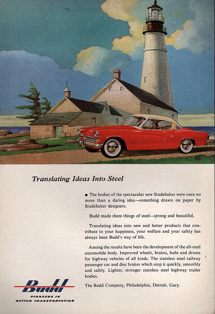 1955 Studebaker Speedster Coupe Original Rare Budd Color Ad