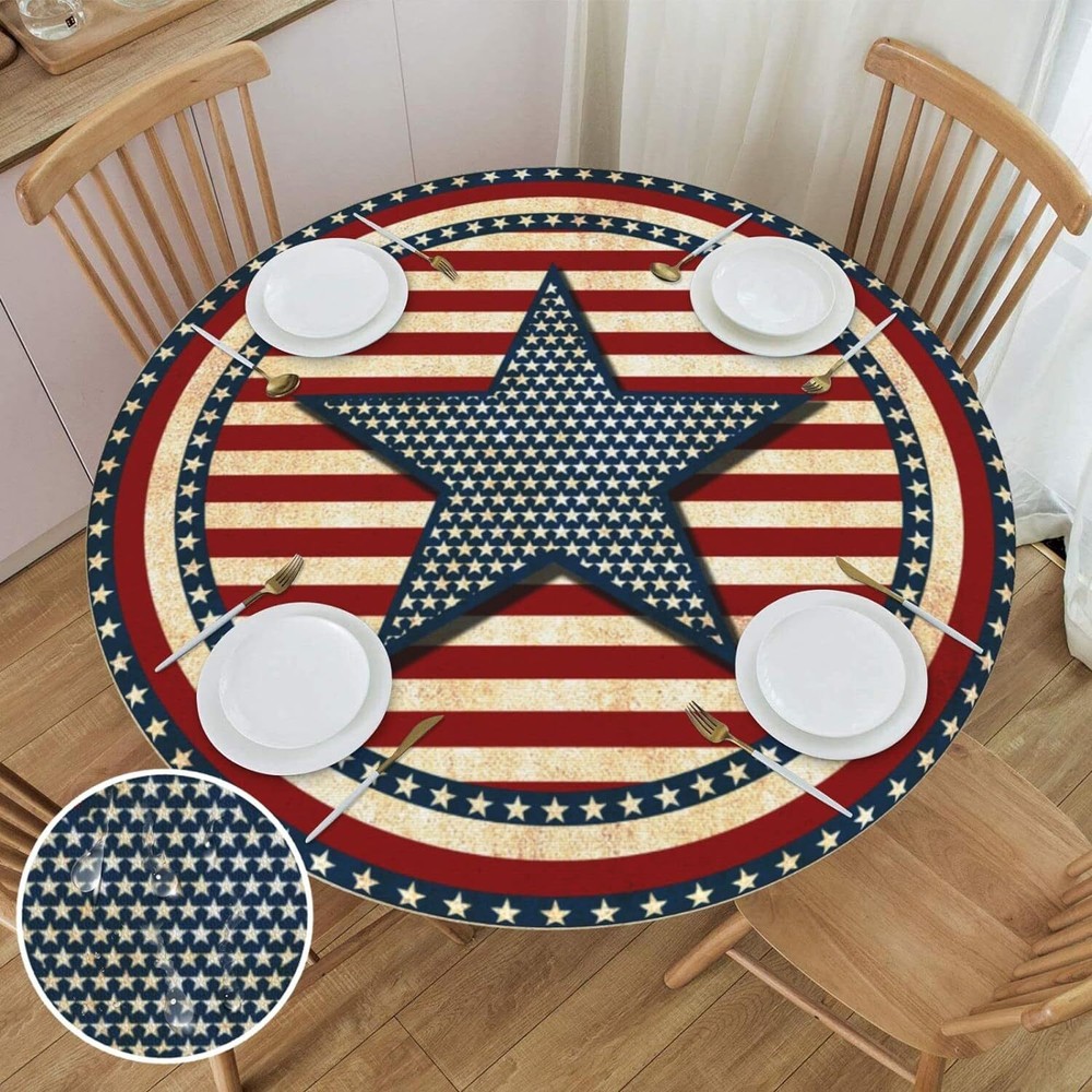 Round Fitted Table Covers Elastic Edge Circle Tablecloth for Dining Party