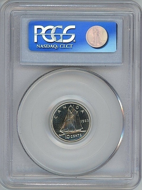 1963 Canada ten cents PCGS PL67