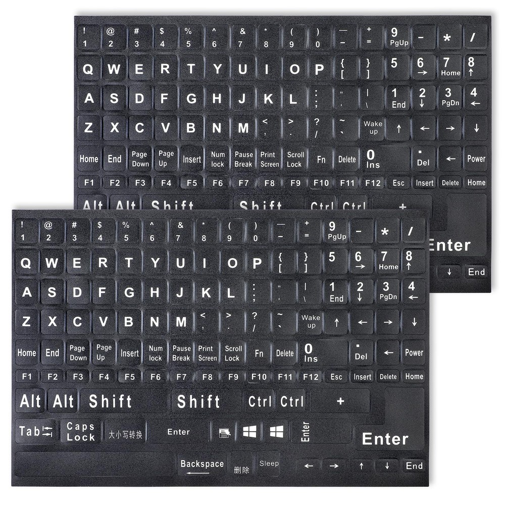 2 Pack Universal English Computer Stickers, Keyboard Replacement Letters Engl...