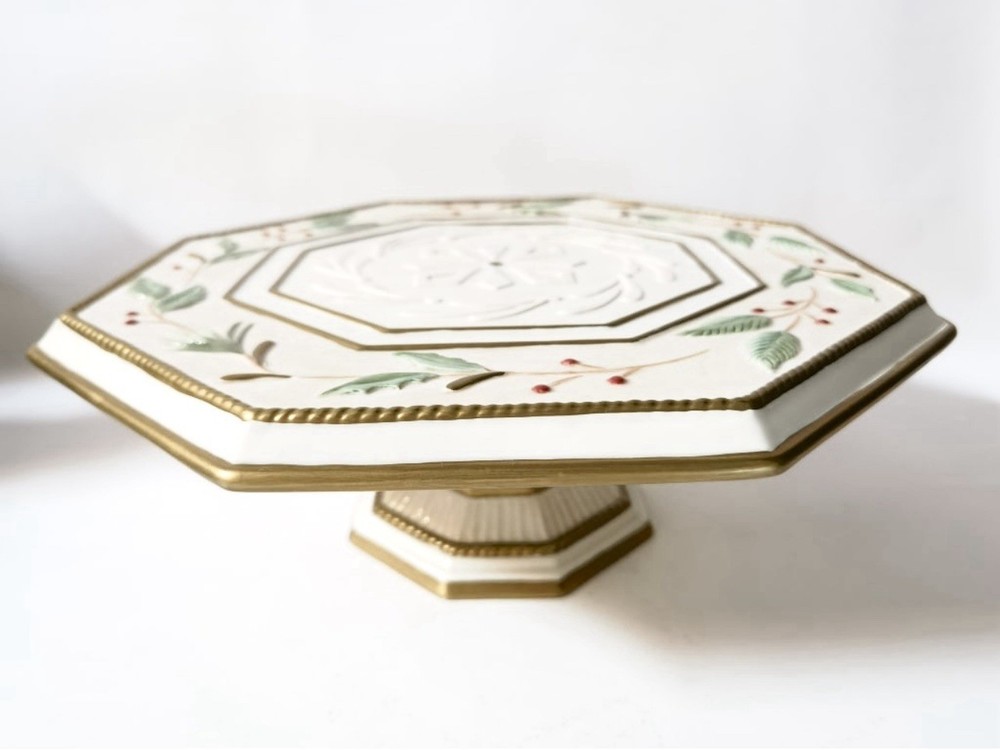 Fitz and Floyd “Classics Holiday” Pedestal Cake Stand – 13.5” Octagonal