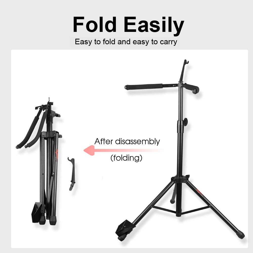 Adjustable Cello Stand with Bow Hook , Foldable Tripod Support for 1/2, 1/4, ...