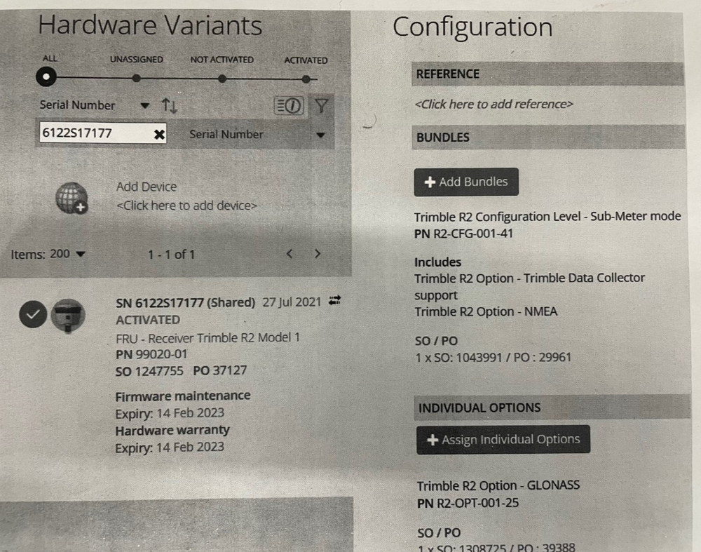 Trimble R2 Receiver - submeter - 220 Channels