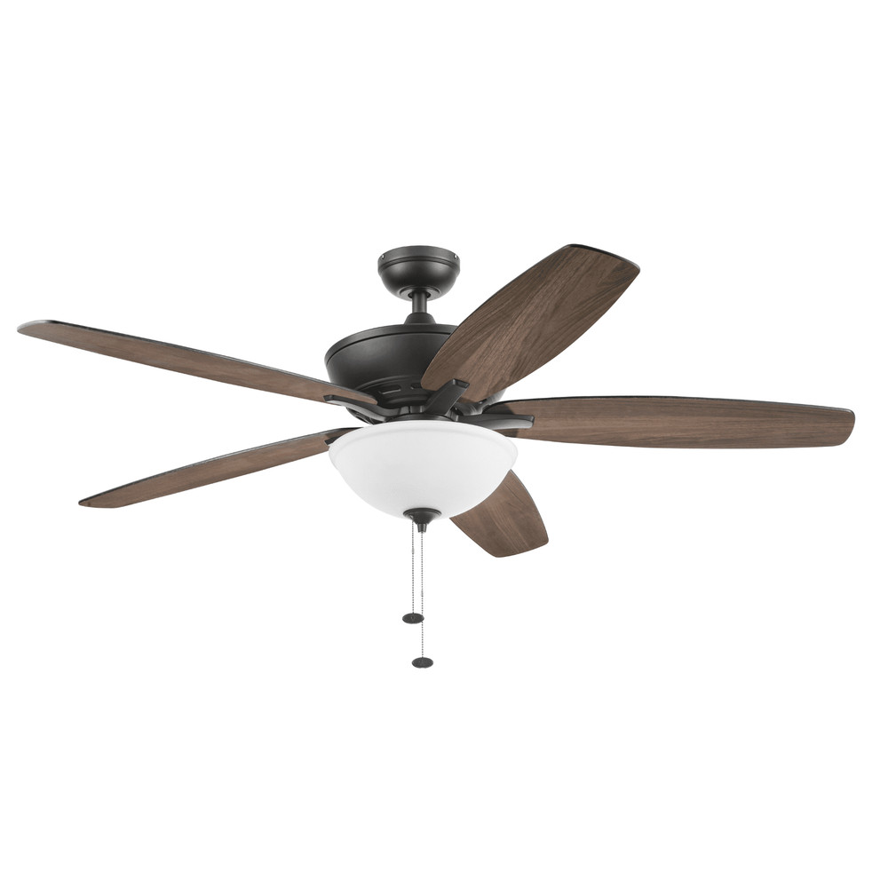 60" Black Ceiling Fan with Light, 5 Blades, Reverse Airflow, Pull Chain Control
