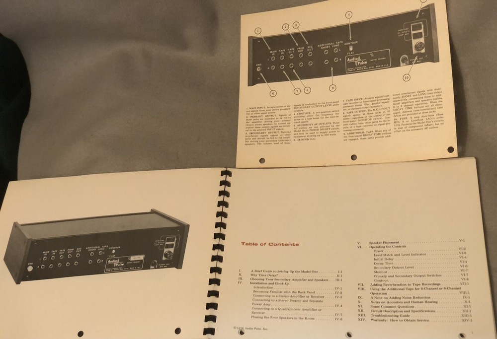 Original Collectible 1976 Model One Audio Pulse Digital Time Delay System