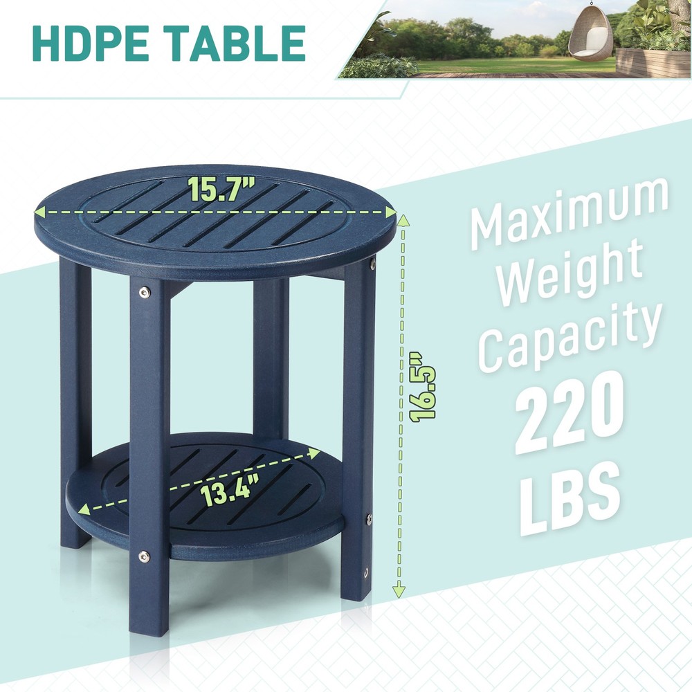 2-Tier Outdoor Side Table, Patio Side Table, Resistant End Small Outdoor Table