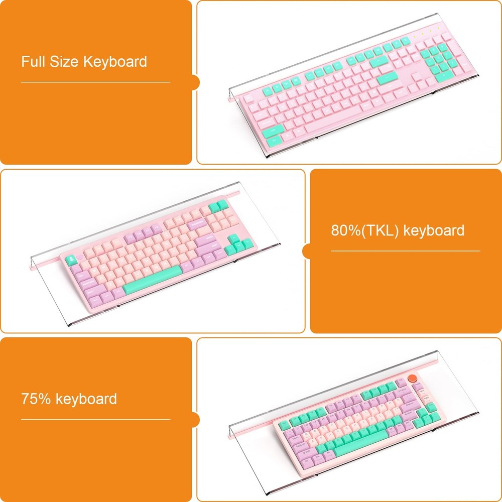BEEGO Ergonomic Computer Keyboard Stand - 1PCS, Clear W/ Lightpink Strip