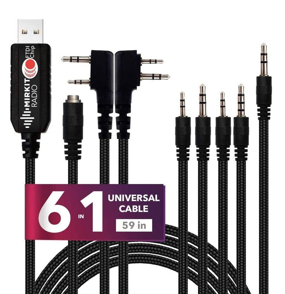 MIRKIT FTDI USB Programming Cable 6 in 1 Model 5 (59 inches 59 Inch, Black