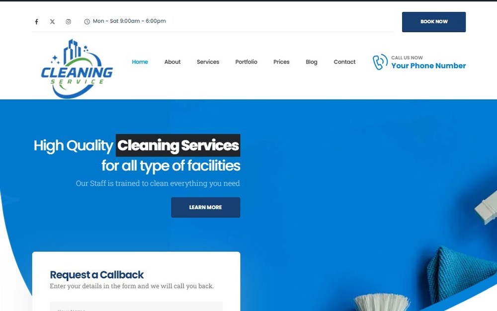 Cleaning Business Mobile Responsive Websites - Free Hosting