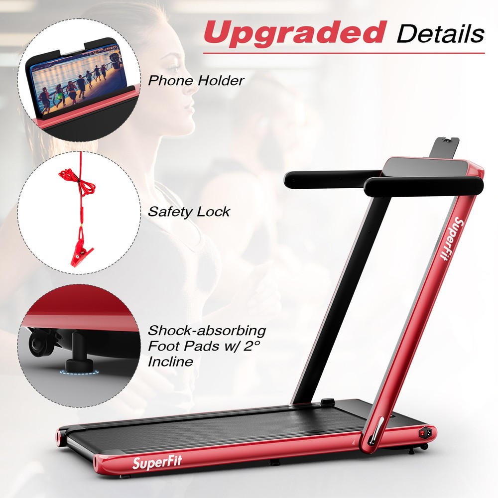Motorized Treadmill Folding Under Desk Electric Treadmill W/APP Red