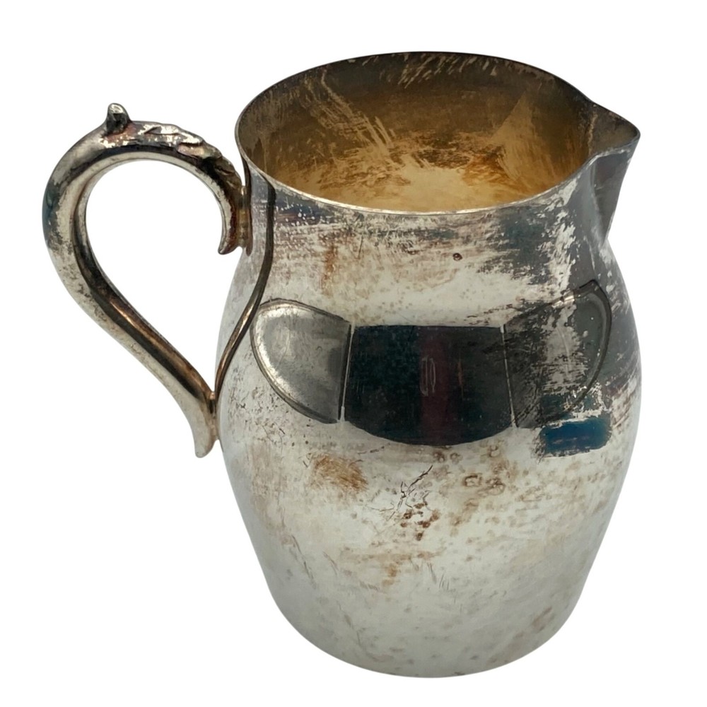 Vintage Pilgrim Silverplate 3.5" Creamer Small Milk Pitcher Flat Bottom w Handle