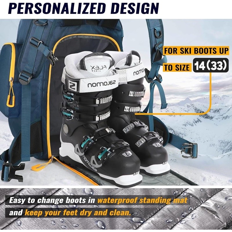 Ski Boot Bag Waterproof Large Capacity Ski Snowboard Backpack Organizer Storage