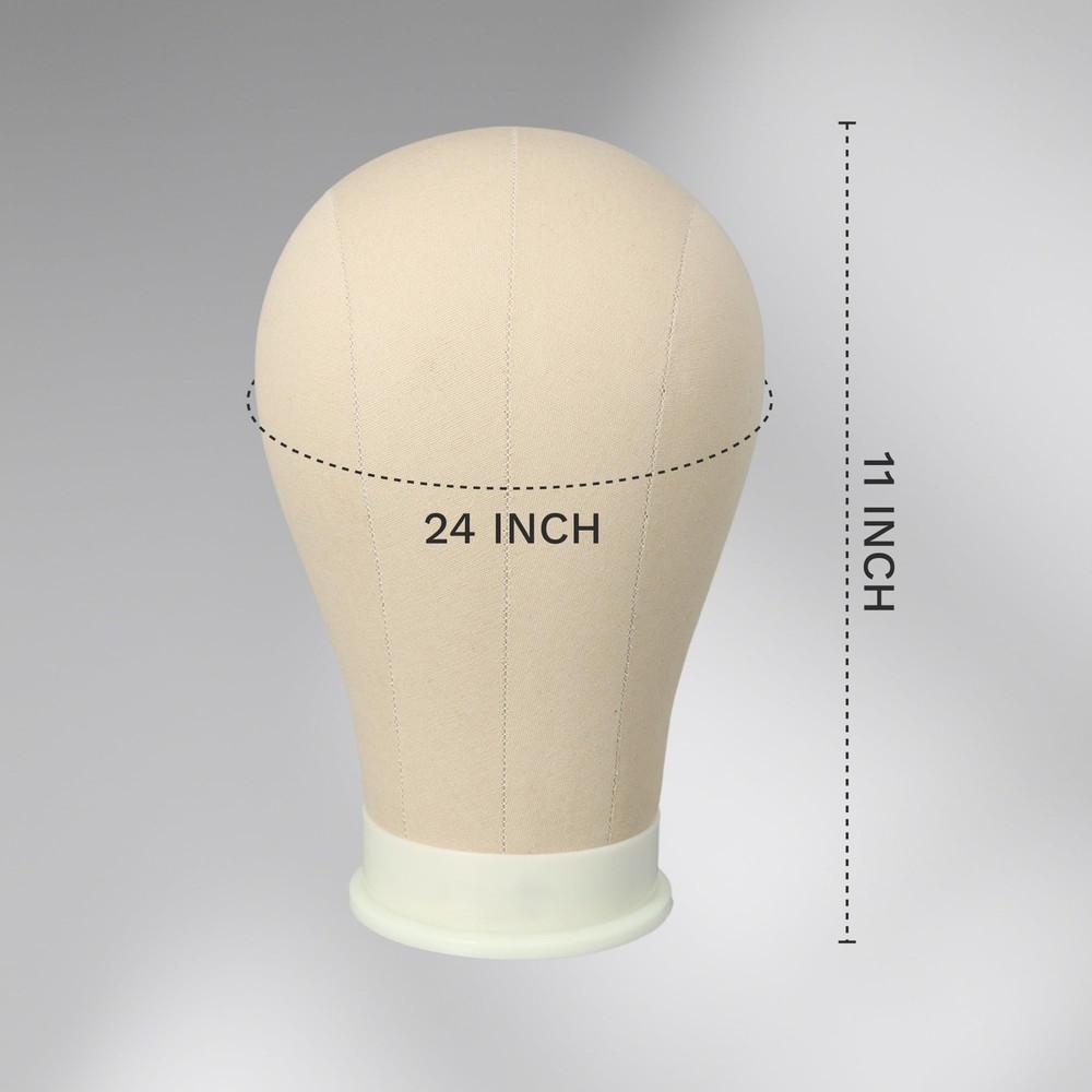 24 Mannequin Head for Wig, Canvas Wig Head w/ Mount Hole