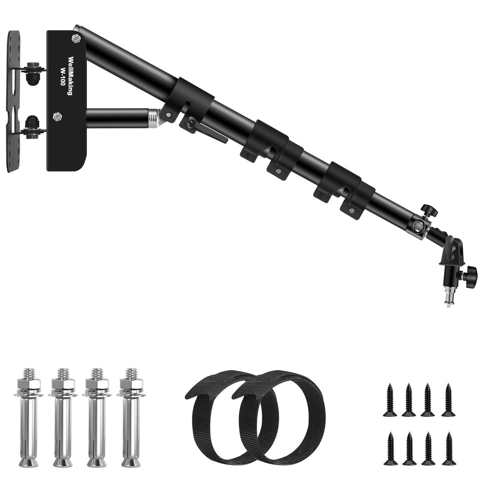 Wall Mount Triangle Boom Arm 39.37inch/100cm, Ring Light Mount Support 180°Fl...
