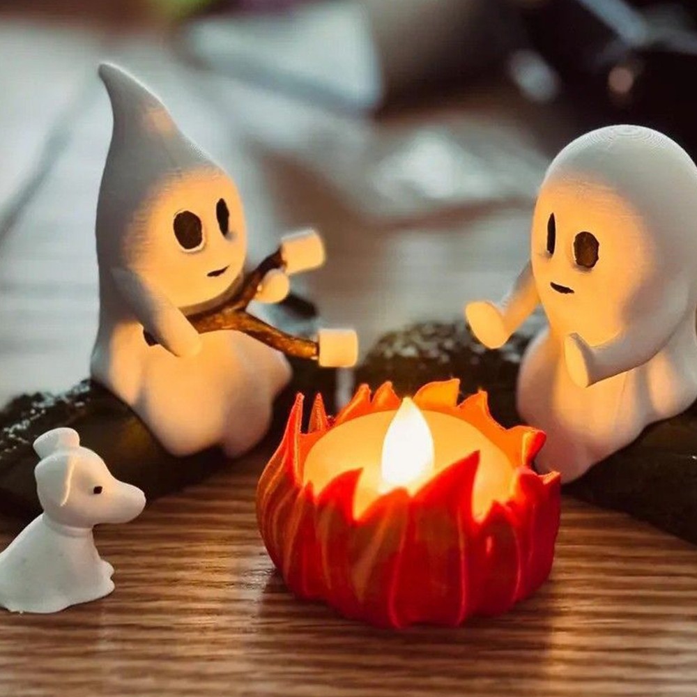 2025 Halloween Ghost Campfire Gathering Flickering Night Light Funny Decor Gift