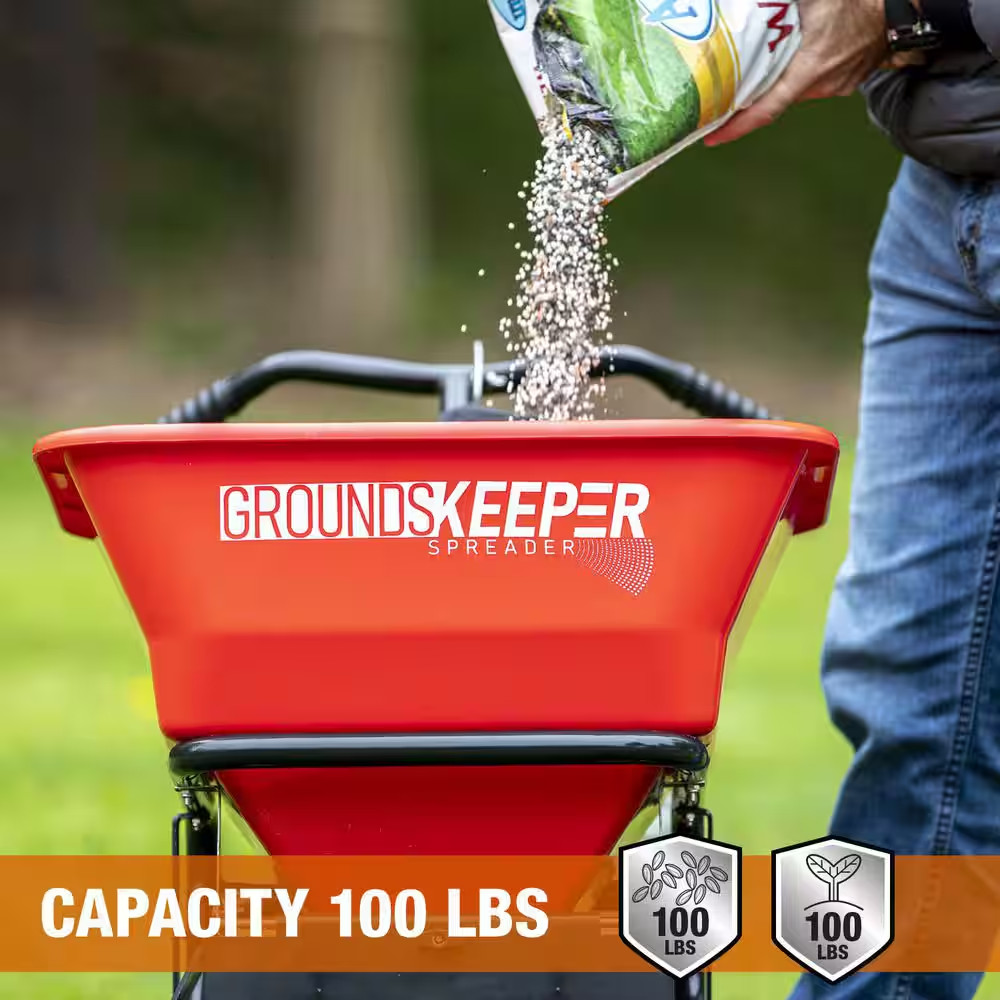 100 Lbs. Capacity Grounds Keeper All-Seasons Walk behind Broadcast Spreader for