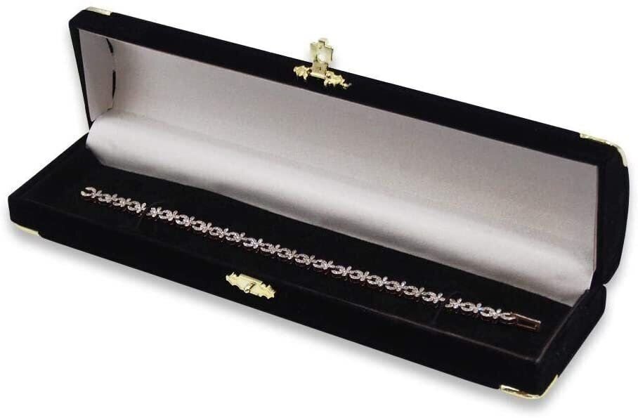 Velour Brass Clasped Jewelry Gift Box