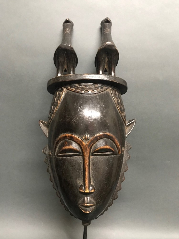 AFRICAN ART YAURE MASK WITH STAND