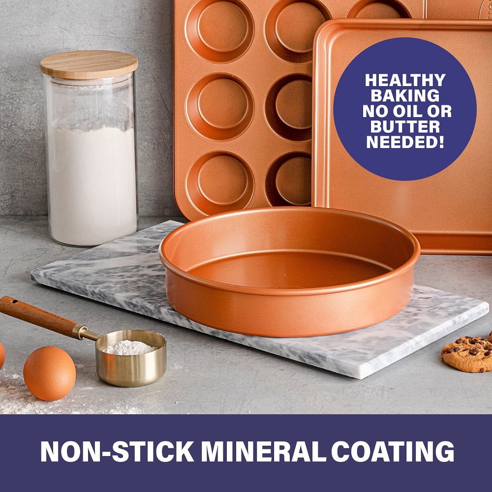 Gotham Steel 9.5" Round Copper Nonstick Cake Tin Bakeware