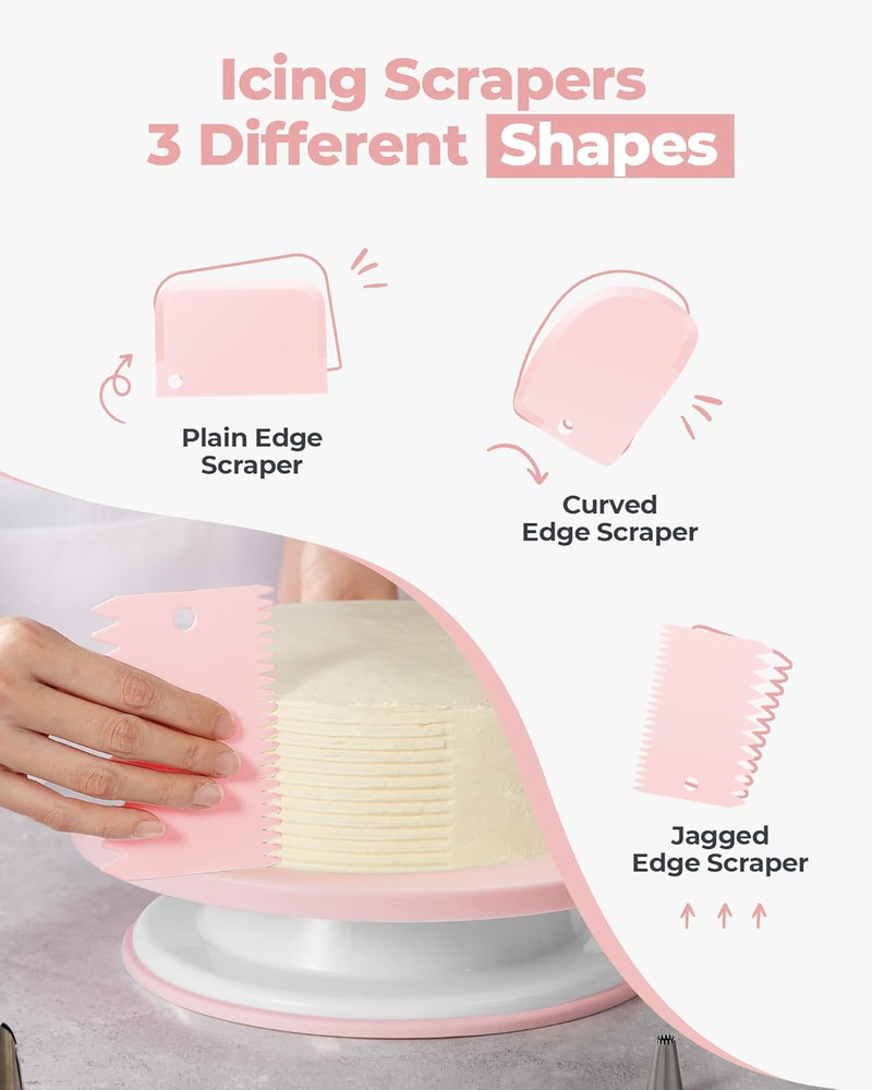 158Pcs Cake Decorating Kit, Baking Supplies Tools - Includes Cake Stand Turntabl