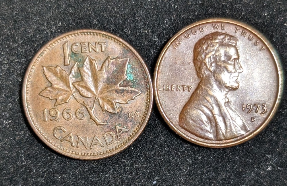 1966 Canada 1 Cent Circulated KM# 59.1 Brown