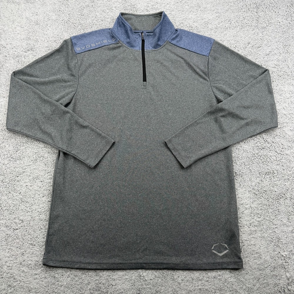 Evoshield 1/4 Zip Pullover Mens Small Gray Blue Mock Baseball Coach Sweater Soft