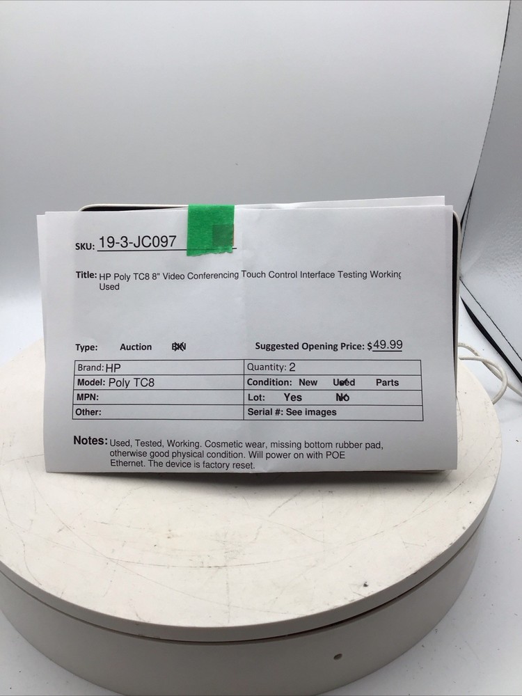 HP Poly TC8 8" Video Conferencing Touch Control Interface Testing Working Used