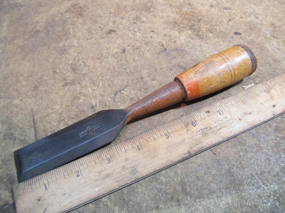Vintage Buck Bros 1-1/4" Beveled Edge Chisel Wood Socket Handle